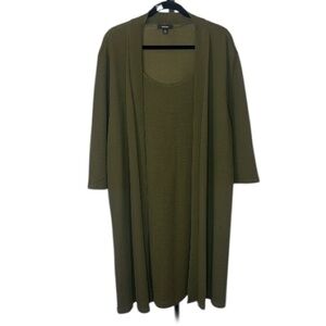 🌹Espresso - Stylish & Stretchy Olive Green Dress with Attached Cardigan- Size 3X